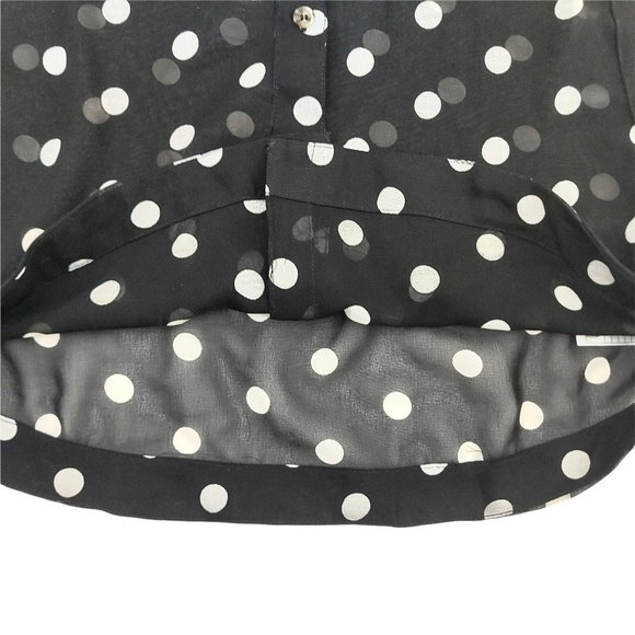 Hurley Sheer Blouse Womens Small Black Sleeveless Polka Dot V-Neck Button Up - Picture 5 of 8